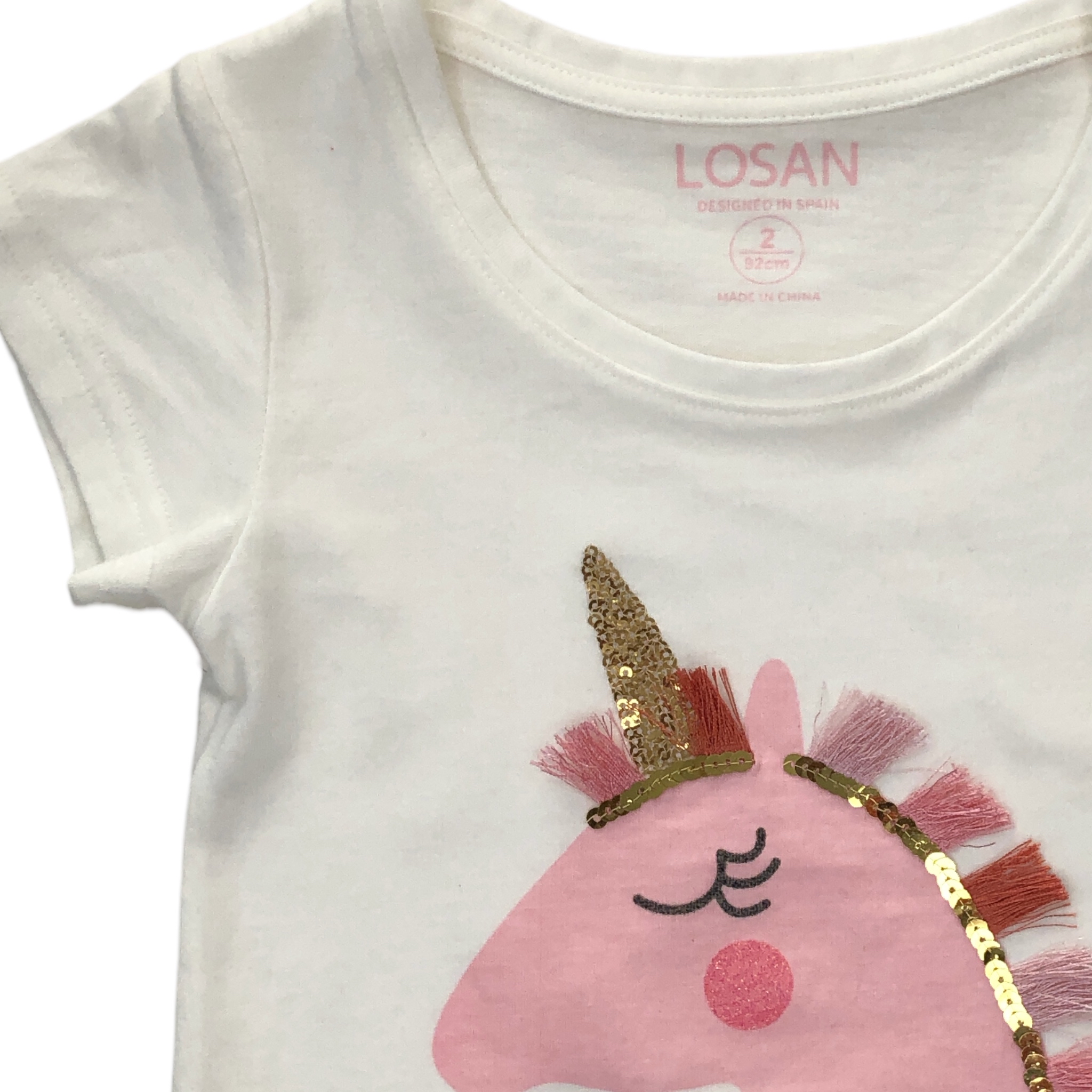 Playera Unicornio rosa manga corta "be magical" niña Losan.