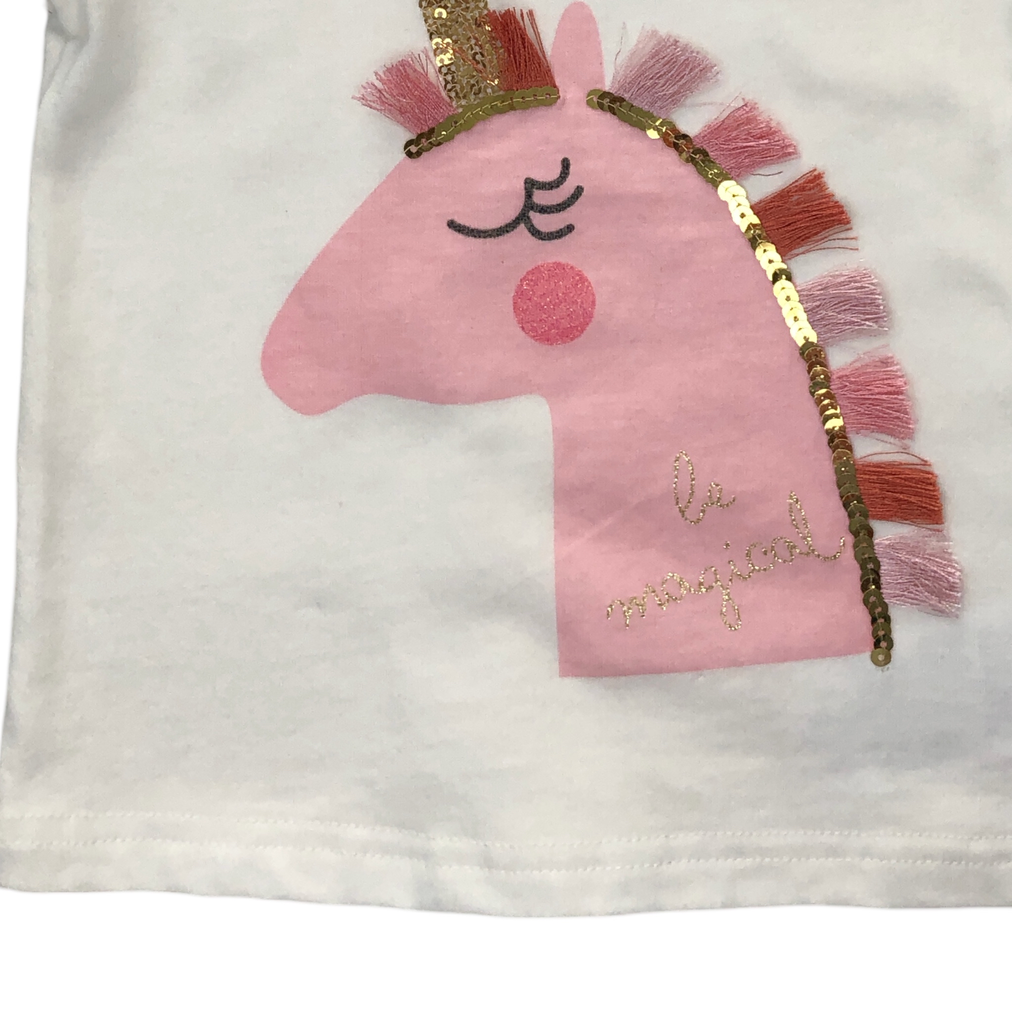 Playera Unicornio rosa manga corta "be magical" niña Losan.