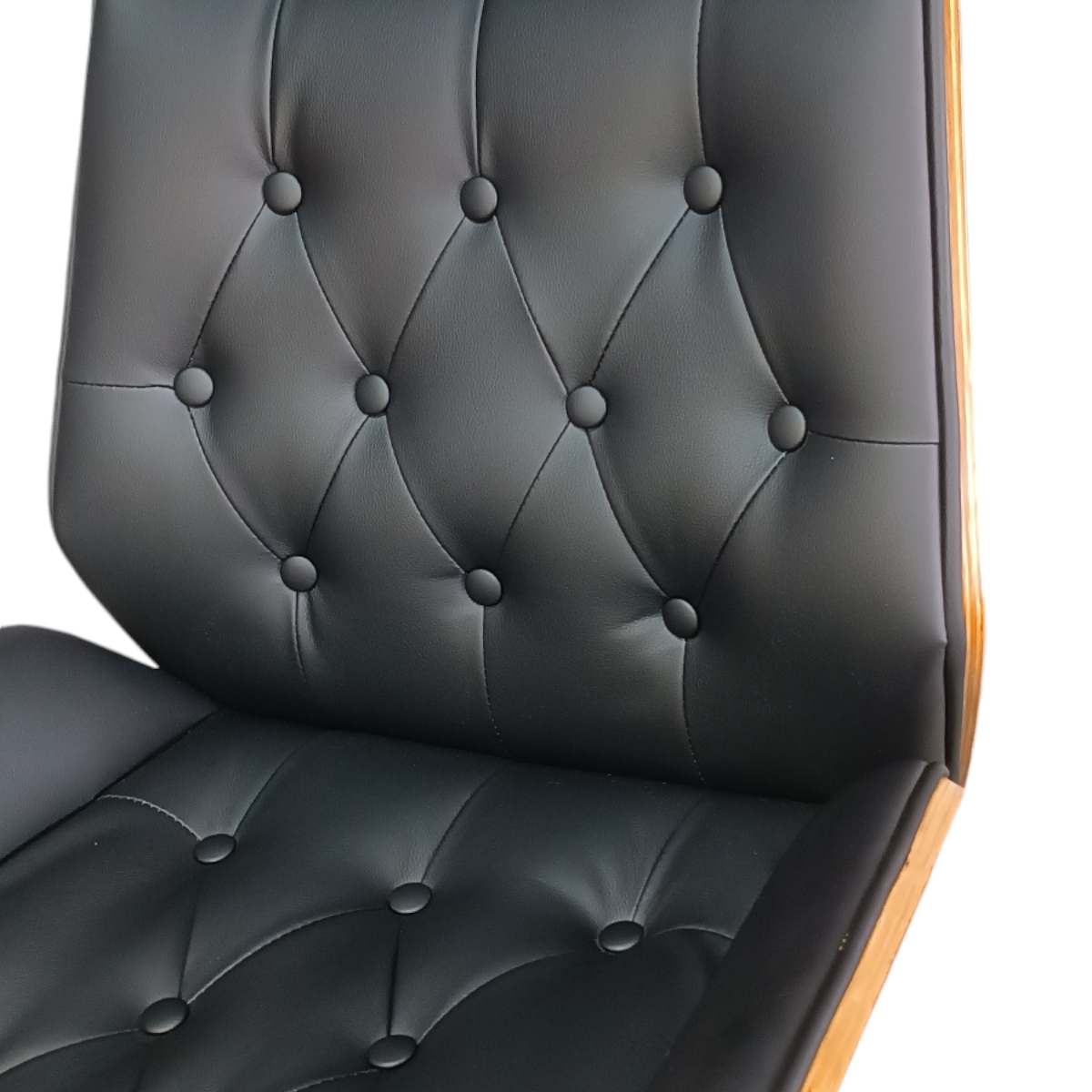 Silla Oficina Osaka Capitonada ejecutiva Madera Minimalista Moderna Ajustable Elegante Hogar Grupo Microtec  Ergonomica Piel PU Cromada Walnut Directiva.