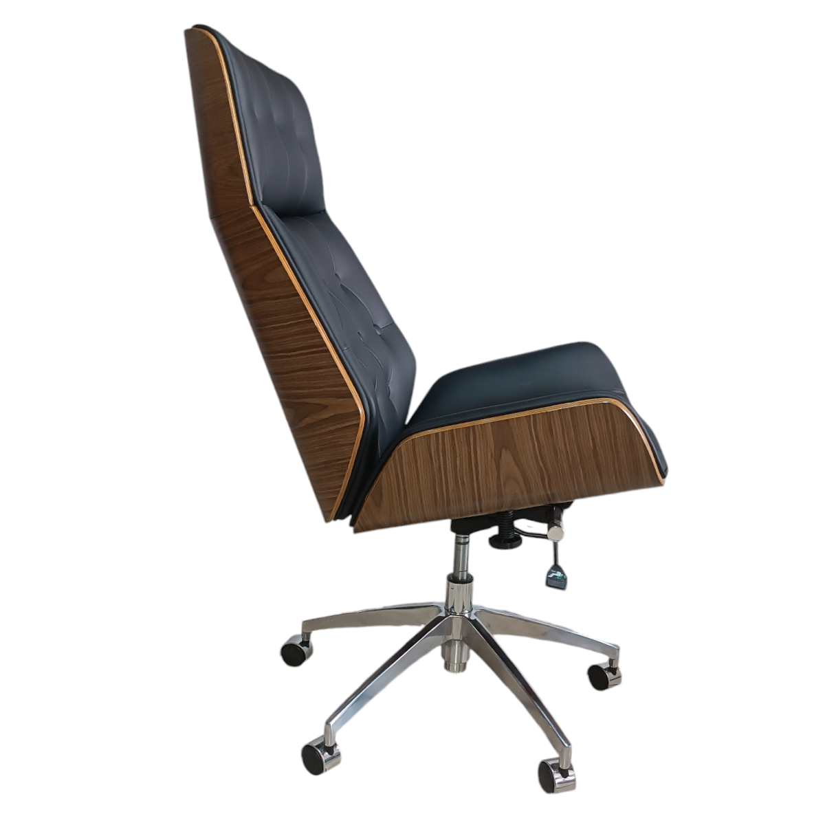 Silla Oficina Osaka Capitonada ejecutiva Madera Minimalista Moderna Ajustable Elegante Hogar Grupo Microtec  Ergonomica Piel PU Cromada Walnut Directiva.
