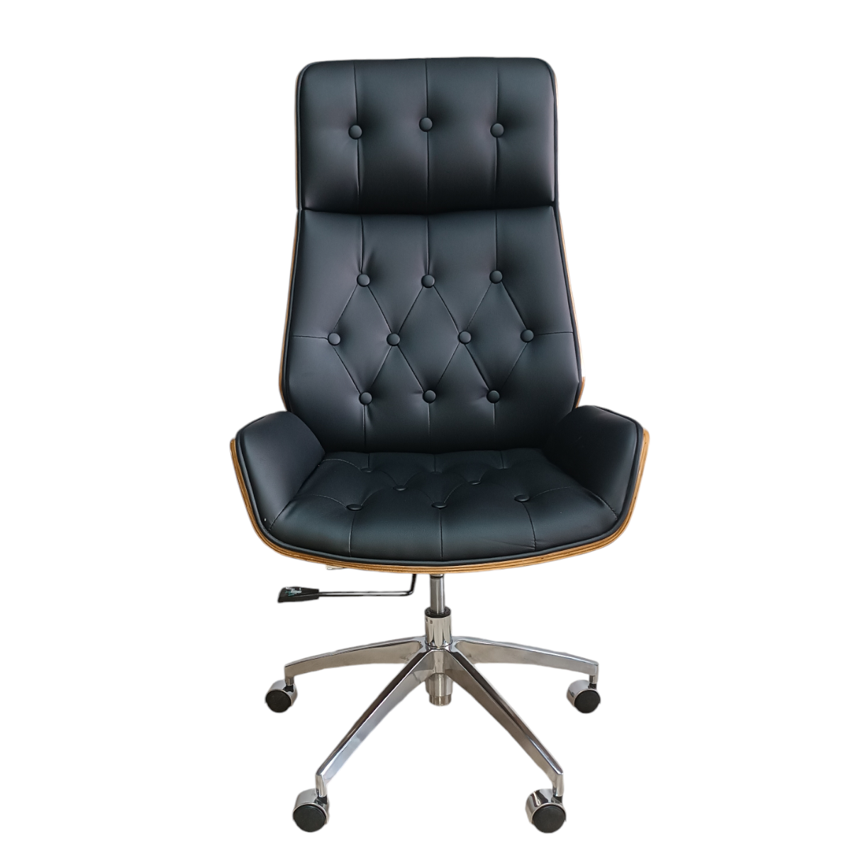 Silla Oficina Osaka Capitonada ejecutiva Madera Minimalista Moderna Ajustable Elegante Hogar Grupo Microtec  Ergonomica Piel PU Cromada Walnut Directiva.