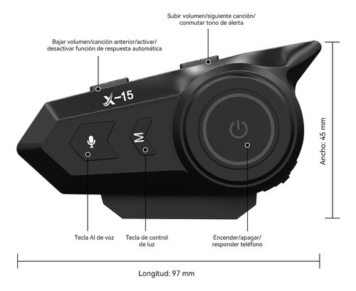 Audífonos Bluetooth 5.0 Para Casco Moto Impermeables Ip65 negro azul.