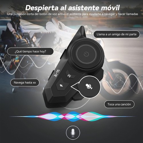 Audífonos Bluetooth 5.0 Para Casco Moto Impermeables Ip65 negro azul.