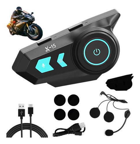 Audífonos Bluetooth 5.0 Para Casco Moto Impermeables Ip65 negro azul.