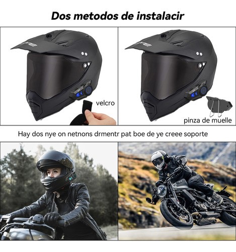 Audífonos Bluetooth 5.0 Para Casco Moto Impermeables Ip65 negro azul.