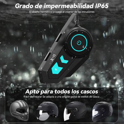 Audífonos Bluetooth 5.0 Para Casco Moto Impermeables Ip65 negro azul.