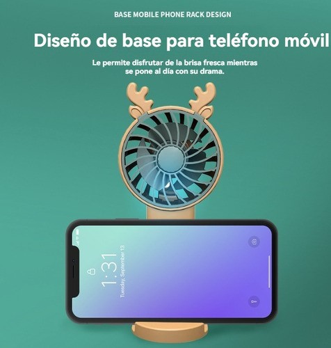 Mini Ventilador De Mano Portátil Y Recargable Verde.