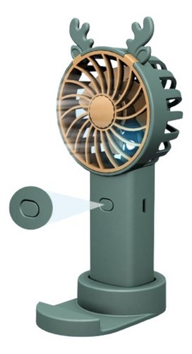 Mini Ventilador De Mano Portátil Y Recargable Verde.