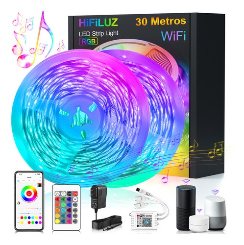Tira De Luces Led Wifi 30m RGB Alexa App Control Música Ritmo Luces Led Para Cuarto.
