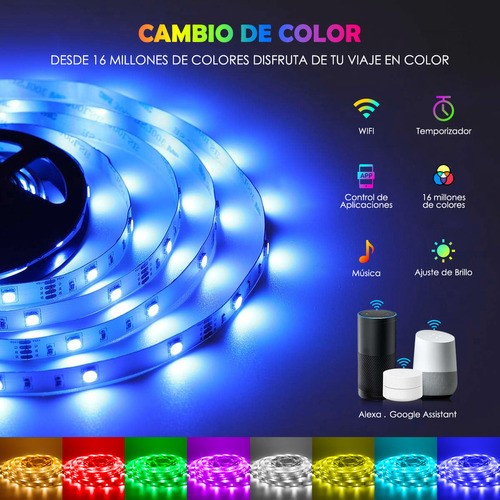 Tira De Luces Led Wifi 30m RGB Alexa App Control Música Ritmo Luces Led Para Cuarto.