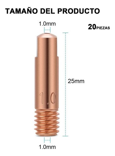 Kit 20 Punta De Contacto Para Soldar Microalambre M6 1.0 Mm.