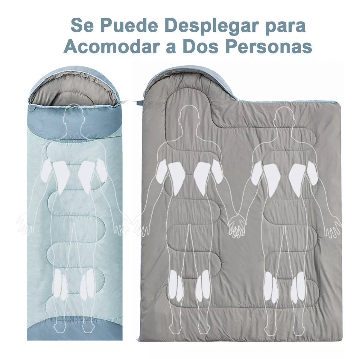 Bolsa De Dormir Para Acampar Forro Extraíble Saco De Dormir Azul Claro Izquierda.