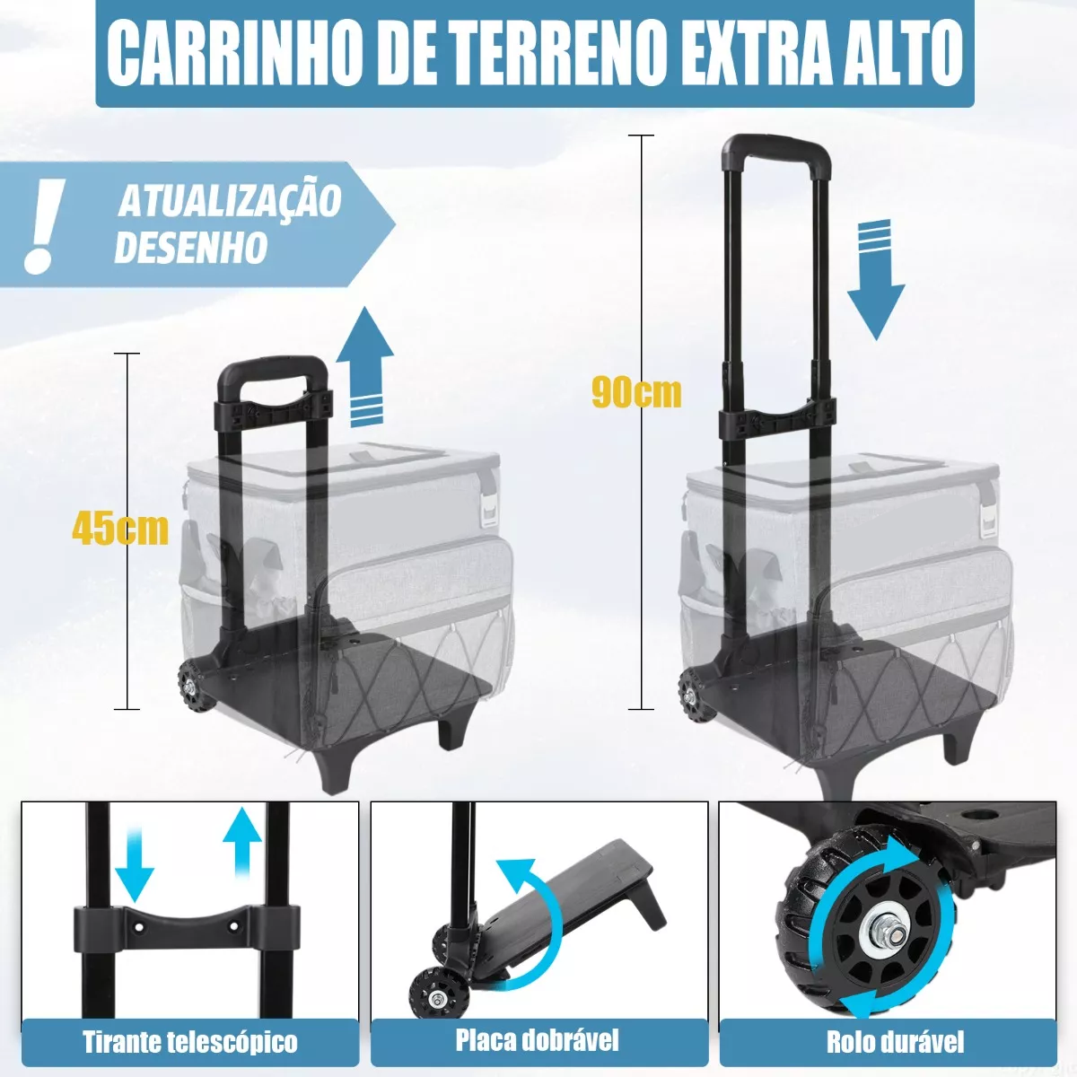 Hielera Con Ruedas Playa 60 Latas Bolsa Térmica Portatil Gris.