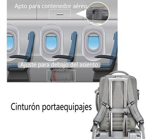 Mochila De Viaje Vancropak 1215 Mochilas De Viaje 50L Mochila Viaje con Tres Bolsos Gris y Naranja.