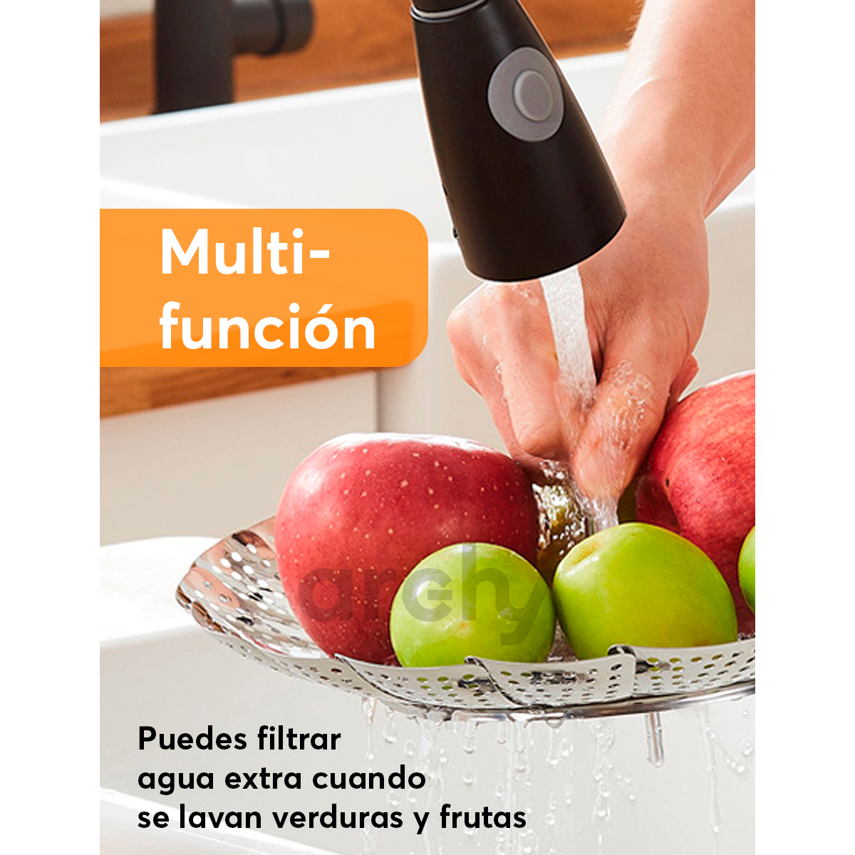 Cesta Vaporera Archy para Verduras Cestillo plegable Expandible 9" 23cm Acero Inoxidable para Cocer a Vapor alimentos, carnes, Comida Saludable, Utensilios de Cocina, Ajustable Olla (1686723) (23cm).