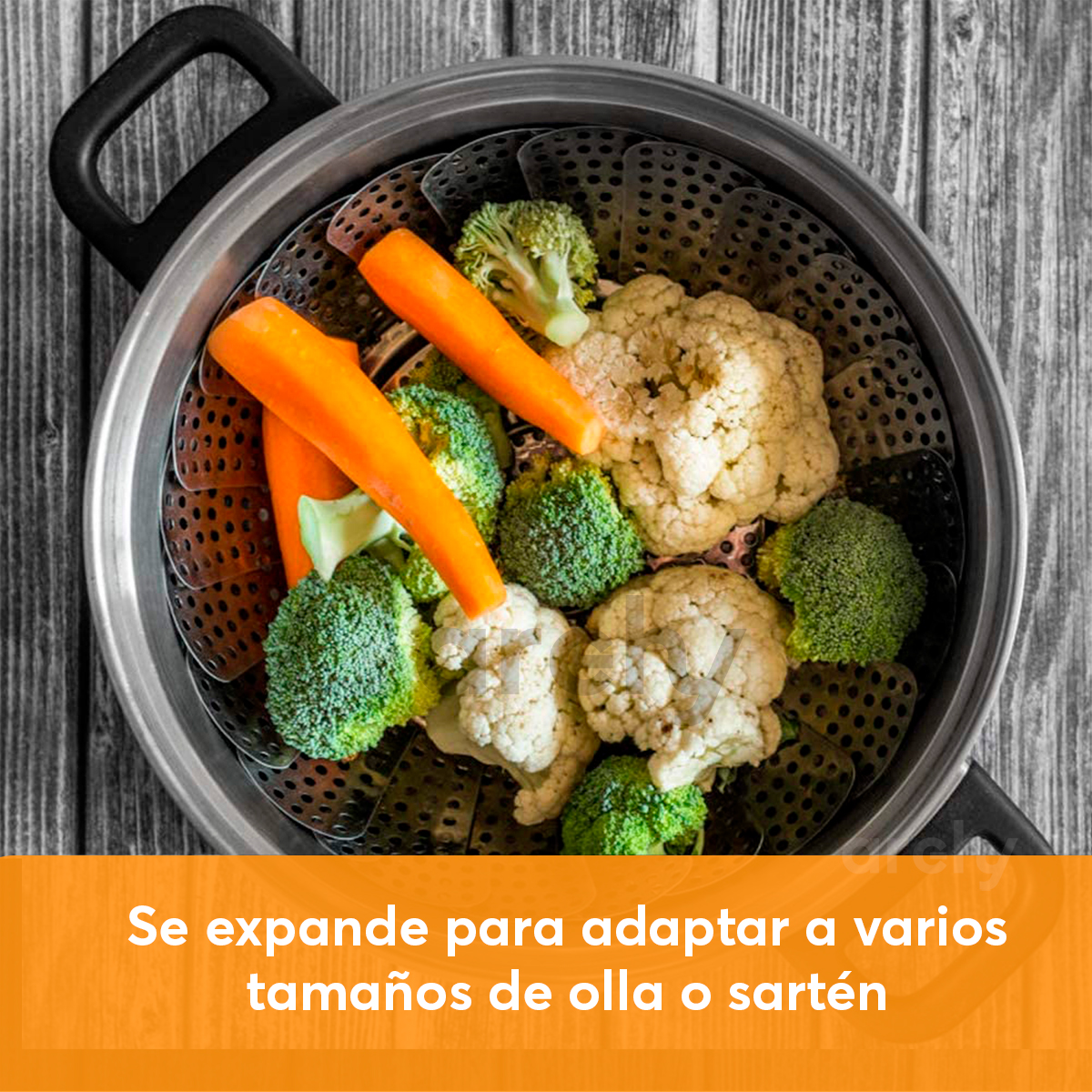 Cesta Vaporera Archy para Verduras Cestillo plegable Expandible 9" 23cm Acero Inoxidable para Cocer a Vapor alimentos, carnes, Comida Saludable, Utensilios de Cocina, Ajustable Olla (1686723) (23cm).