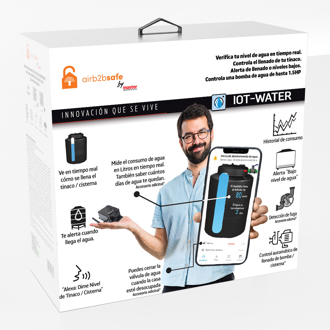 Master Medidor de Agua para Tinaco y Cisterna con Sensor Inteligente Usalo Facilmente Desde su App con tu Celular es Compatible con Alexa IOT-WATER