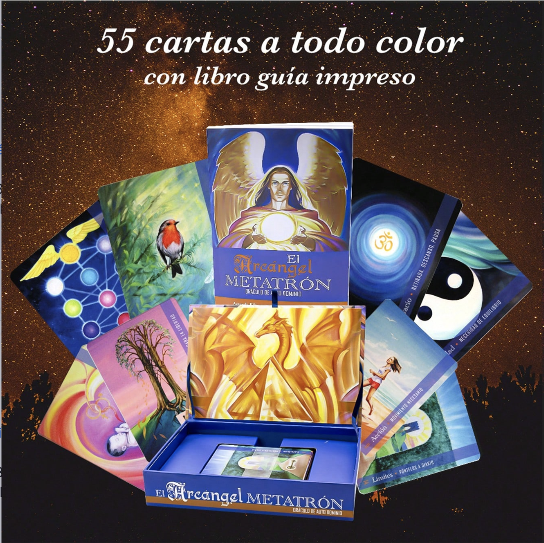 Tarot Oráculo Del Arcángel Metatron 55 Cartas + Libro Fisico.