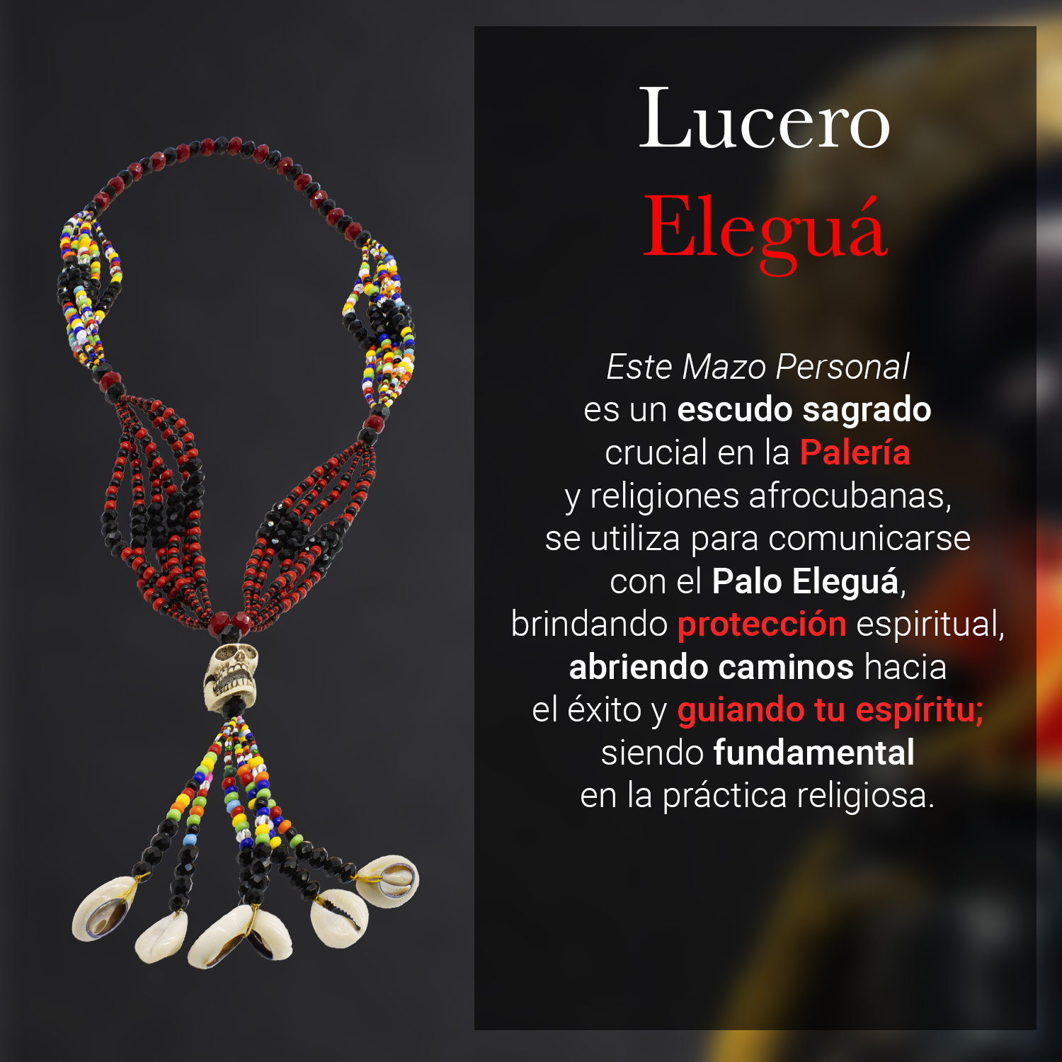Collar Mazo De Elegua Lucero Eleggua Con Muerto 47 Cm Carro.