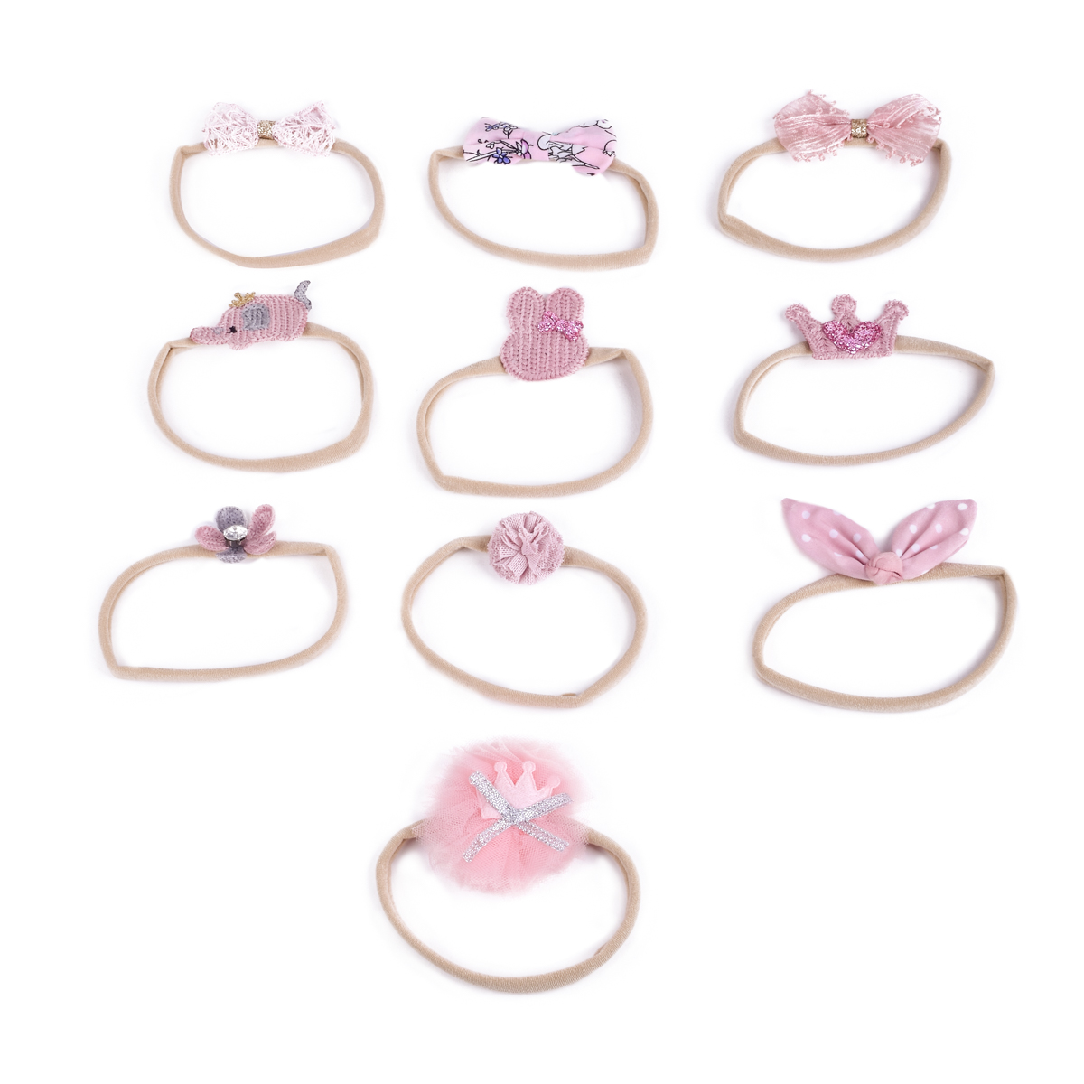 Set De 10 Diademas Tiara Adorno Para Cabello Niña Bebe Moño