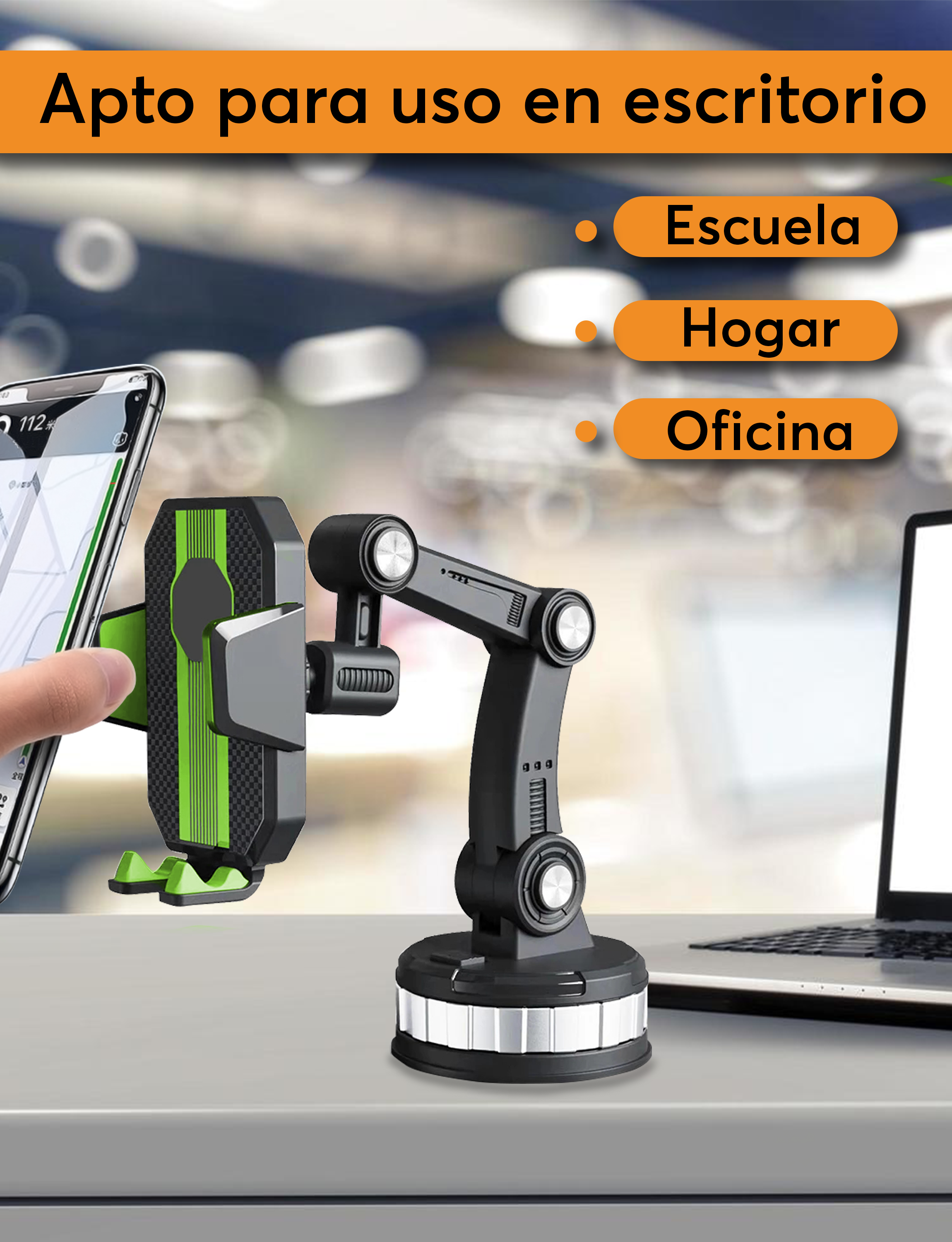 Soporte para Celular Archy Automovil Base Porta Celular Coche Flexible Rotación 360 Universal para Carro Brazo Articulado Auto Ventosa Grande Salpicadero Coche Botón de Bloqueo.