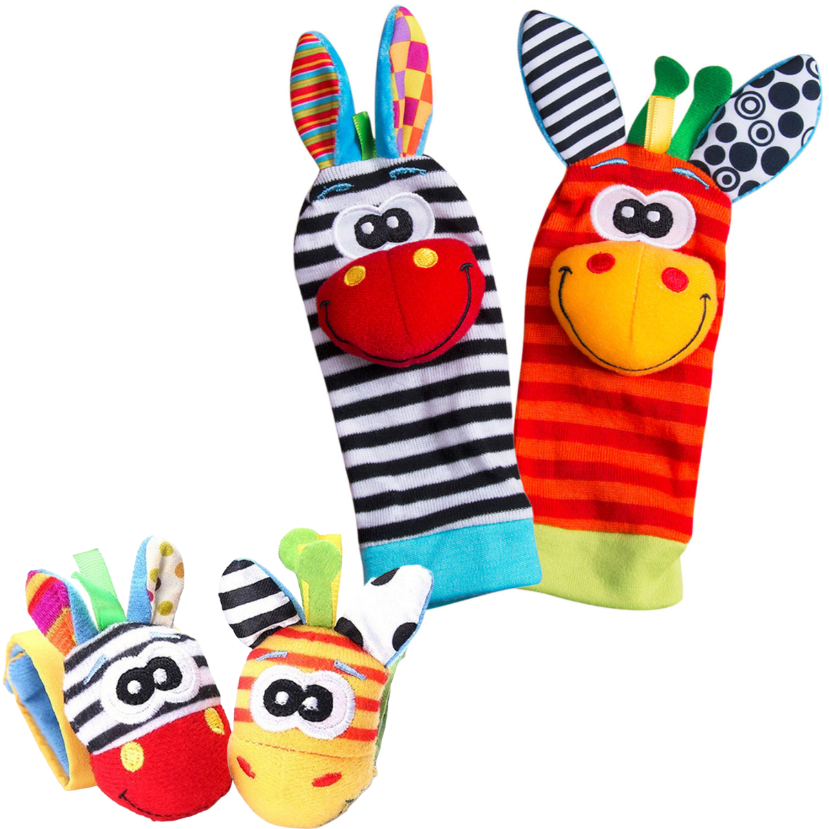 Set Calcetines Y Pulseras Sonajero Bebés Peluches Juguetes