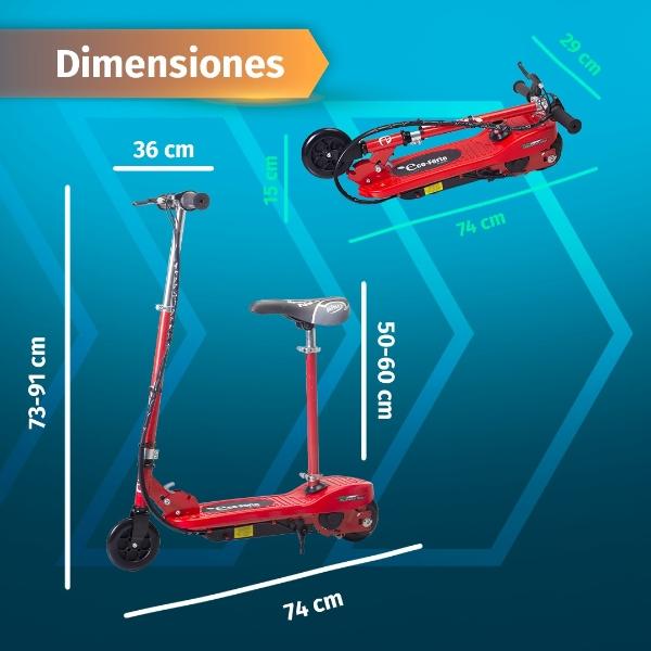 Scooter Patín Eléctrico Con Asiento Eco-forte 120w 12km/h Rojo