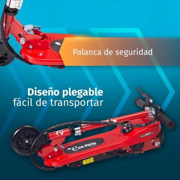 Scooter Patín Eléctrico Con Asiento Eco-forte 120w 12km/h Rojo