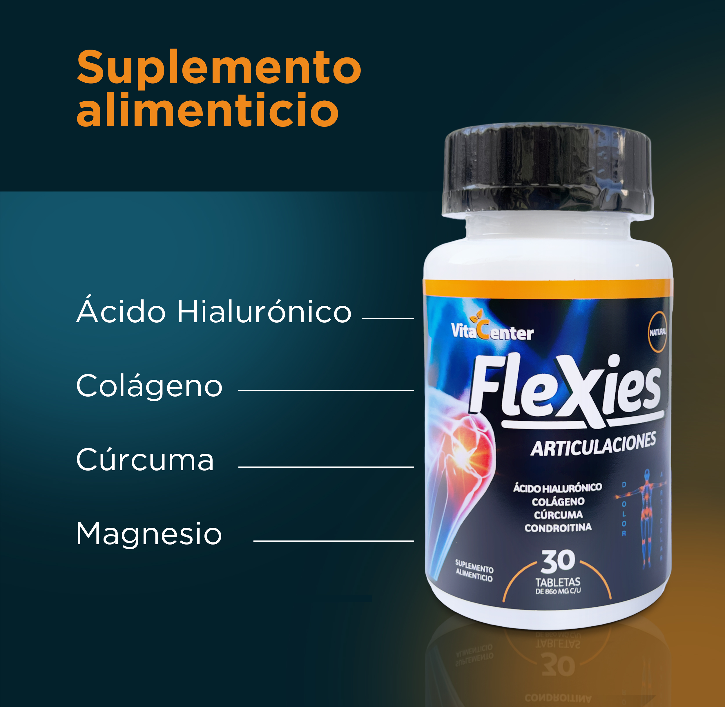 Acido Hialuronico, Colageno y Curcuma - 2 Paquetes de 30 Tabletas Cada Uno - Ideal Articulaciones.