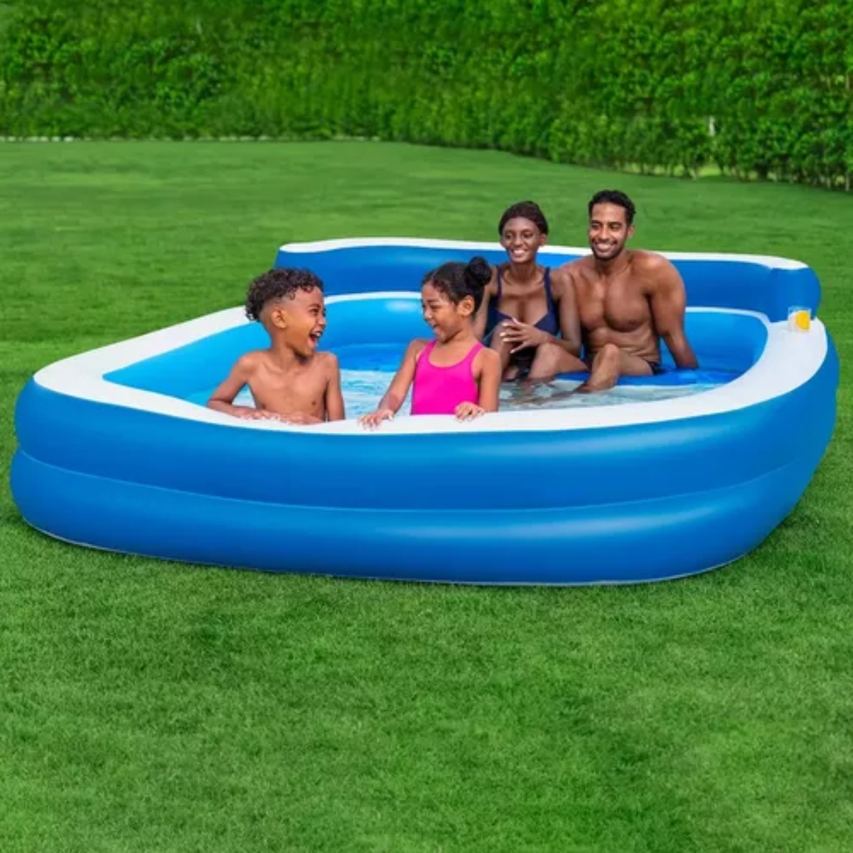Alberca Inflable Familiar Con Asientos H2OGO 3 Mts De Largo Color Azul.