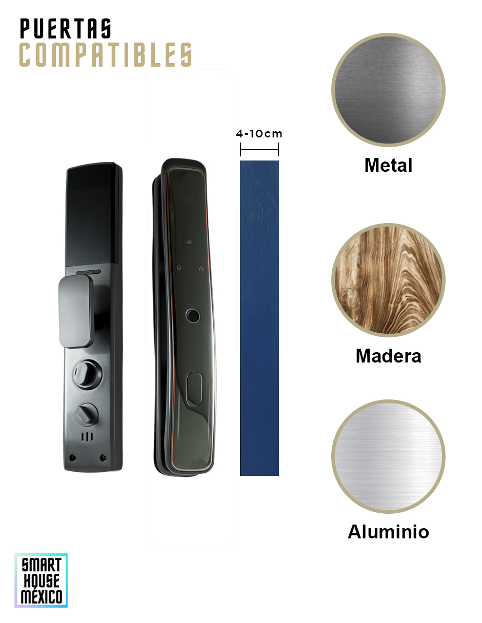 Cerradura Electrónica Inteligente Wifi De Seguridad con Timbre y 5 Métodos de Apertura - Luminar