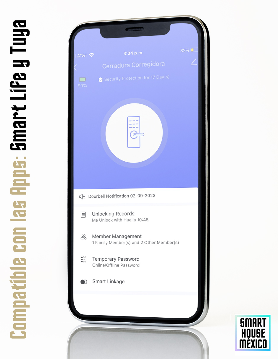 Cerradura Electrónica Inteligente Wifi De Seguridad con Timbre y 5 Métodos de Apertura - Luminar