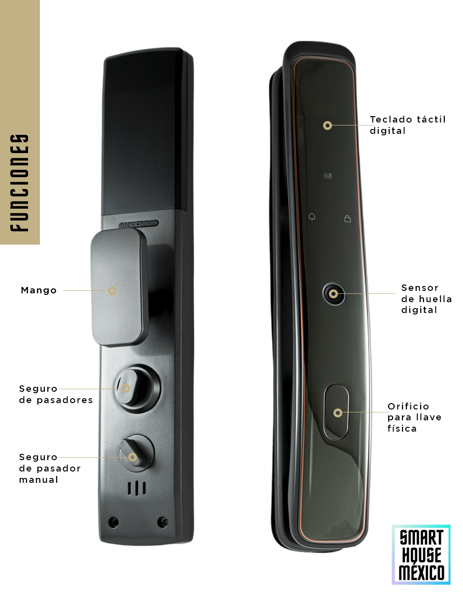 Cerradura Electrónica Inteligente Wifi De Seguridad con Timbre y 5 Métodos de Apertura - Luminar