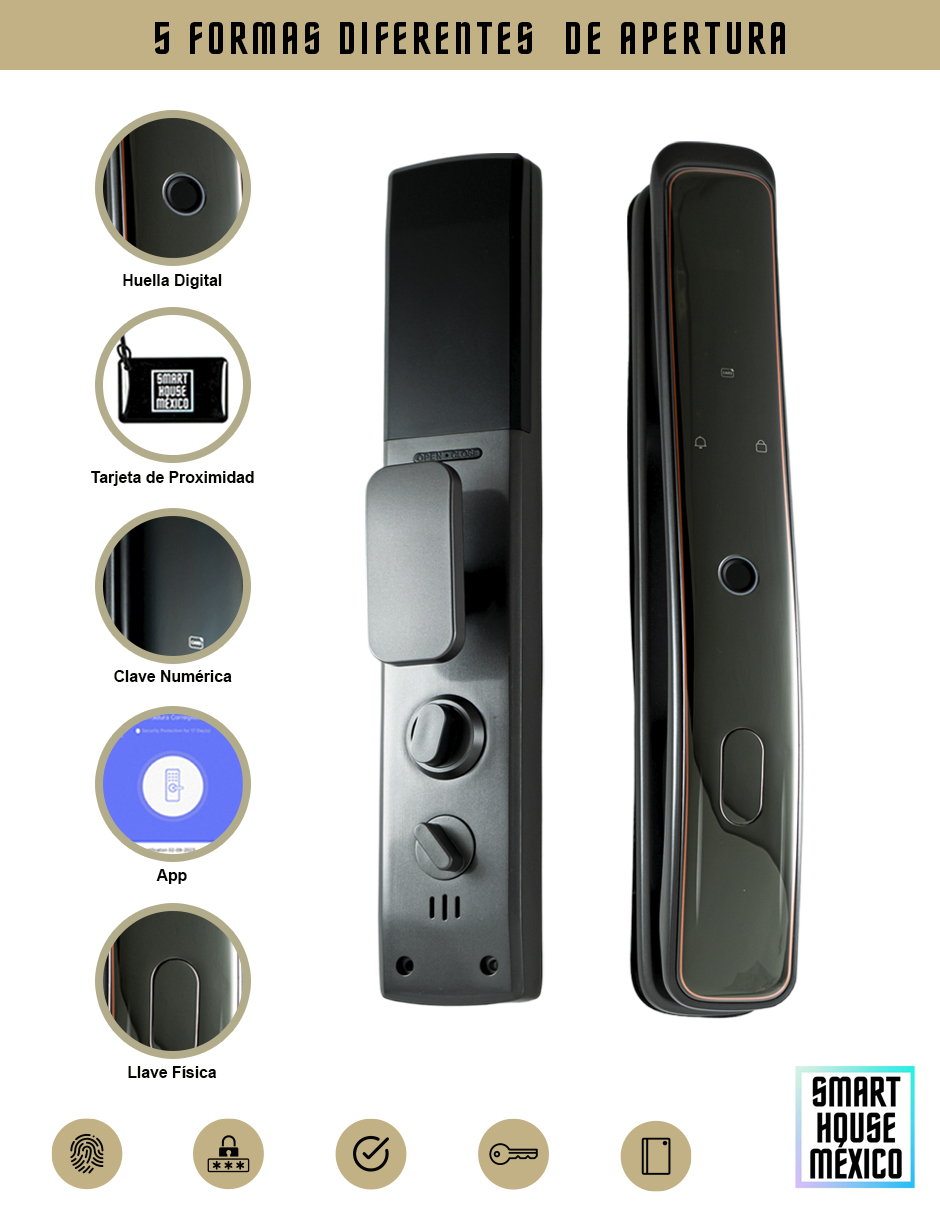 Cerradura Electrónica Inteligente Wifi De Seguridad con Timbre y 5 Métodos de Apertura - Luminar
