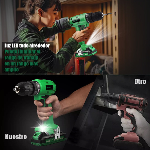 Taladro Atornillador Rotomartillo Inalámbrico Shawty De 20v Color Verde oscuro.