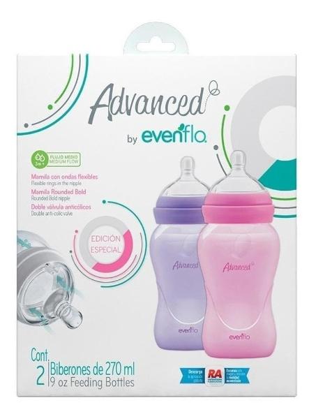 Set De Biberones Dos Bebe Evenflo Advanced Relaxfit 9oz Rosa