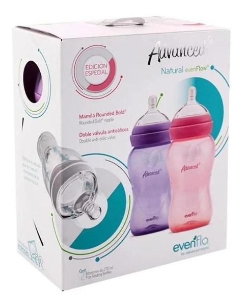 Set De Biberones Dos Bebe Evenflo Advanced Relaxfit 9oz Rosa
