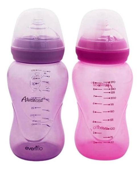 Set De Biberones Dos Bebe Evenflo Advanced Relaxfit 9oz Rosa