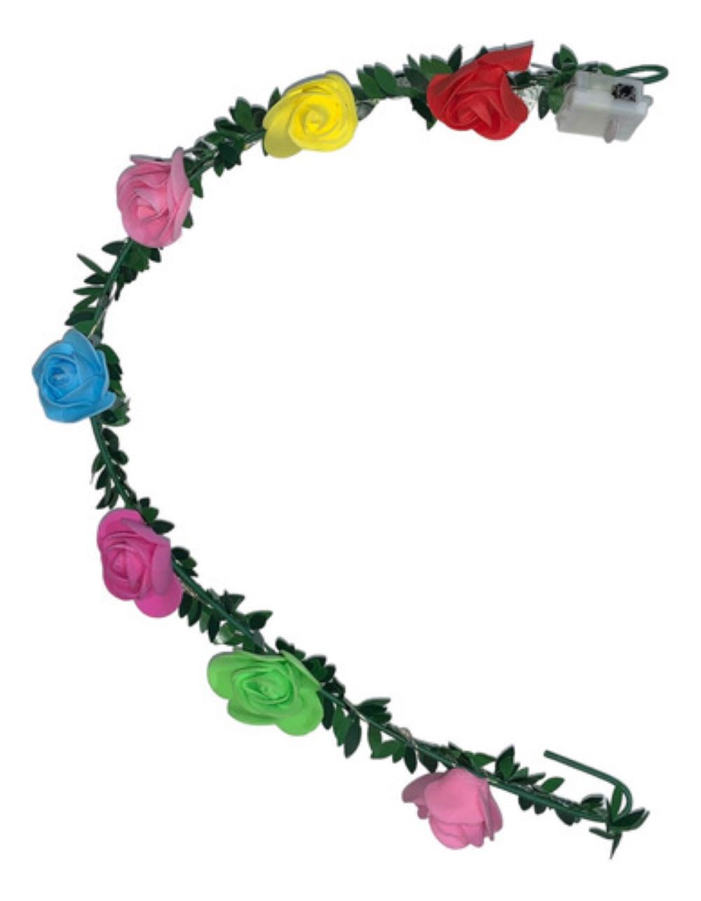 70 Corona Flores Luz Luminosa Led Tiara Rosa Mayoreo.