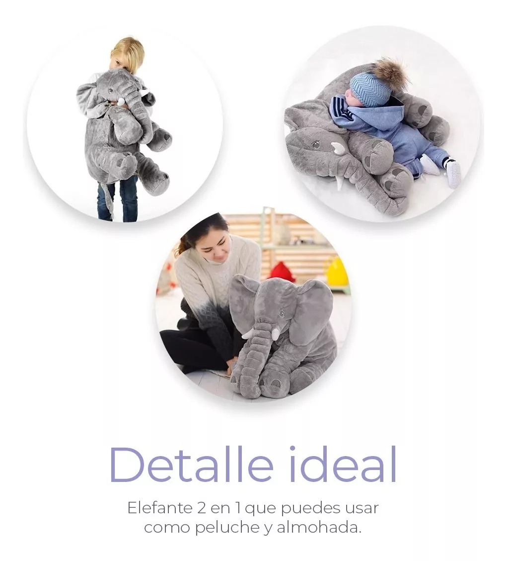 Juguetes de almohada para elefantes de peluche de gran tamaño.