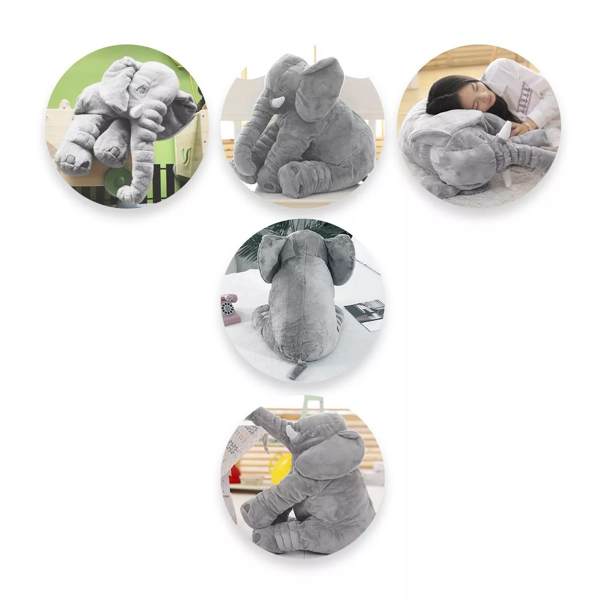 Juguetes de almohada para elefantes de peluche de gran tamaño.
