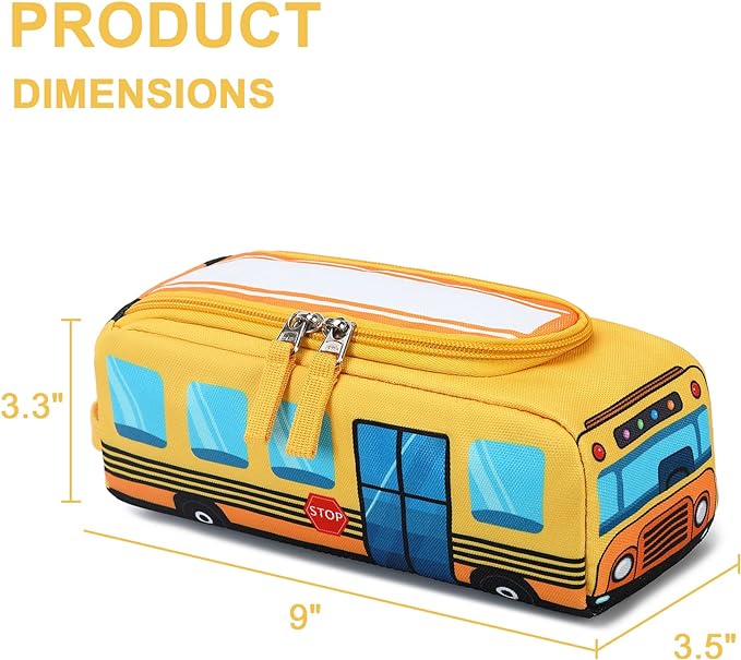 LEDAOU - Estuche para lápices para niños y niñas, estuche para lápices kawaii, estuche para lápices para estudiantes escolares (autobús escolar amarillo).
