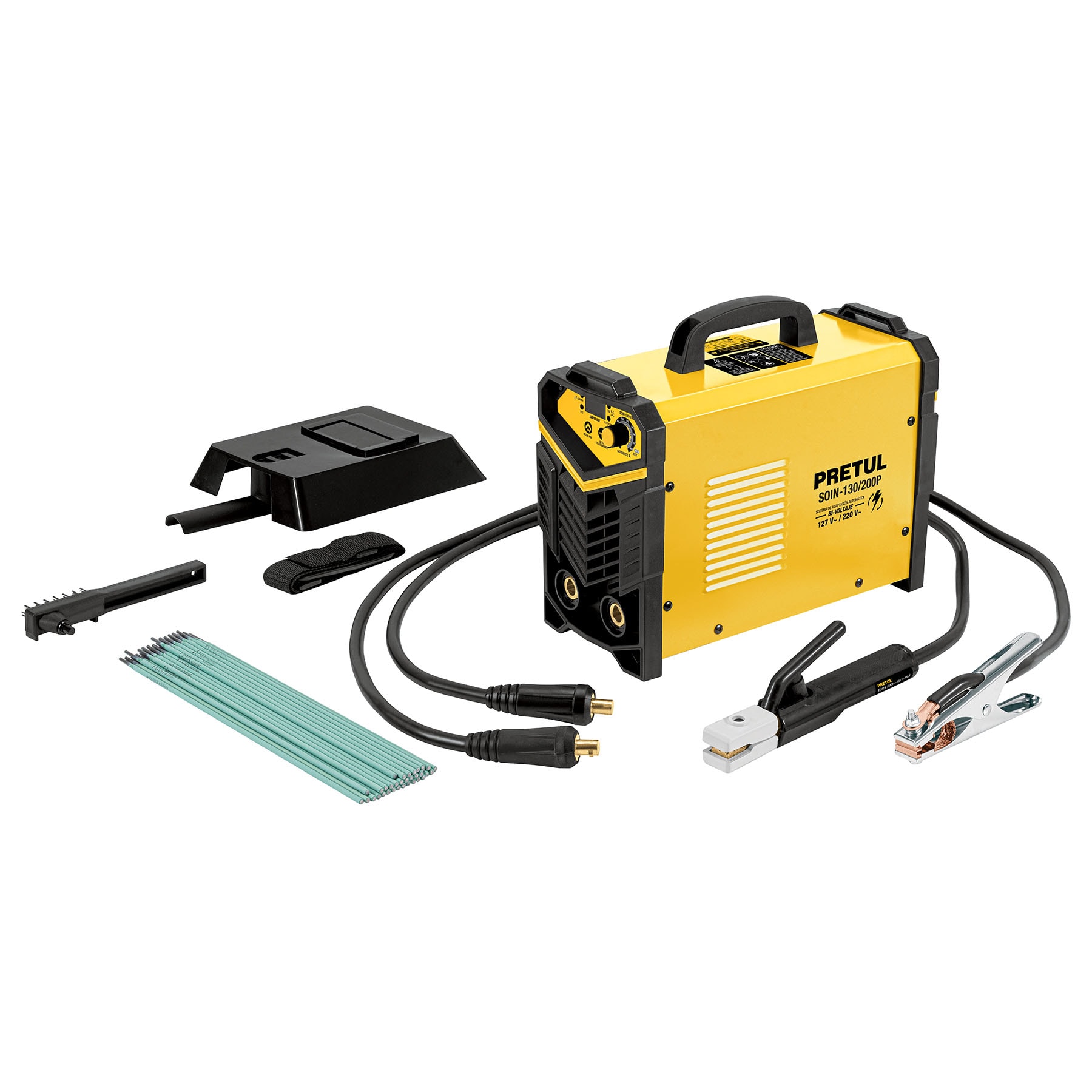 Soldadora inversora Pretul bi voltaje 200 A 127 V/220 V 27282 amarillo