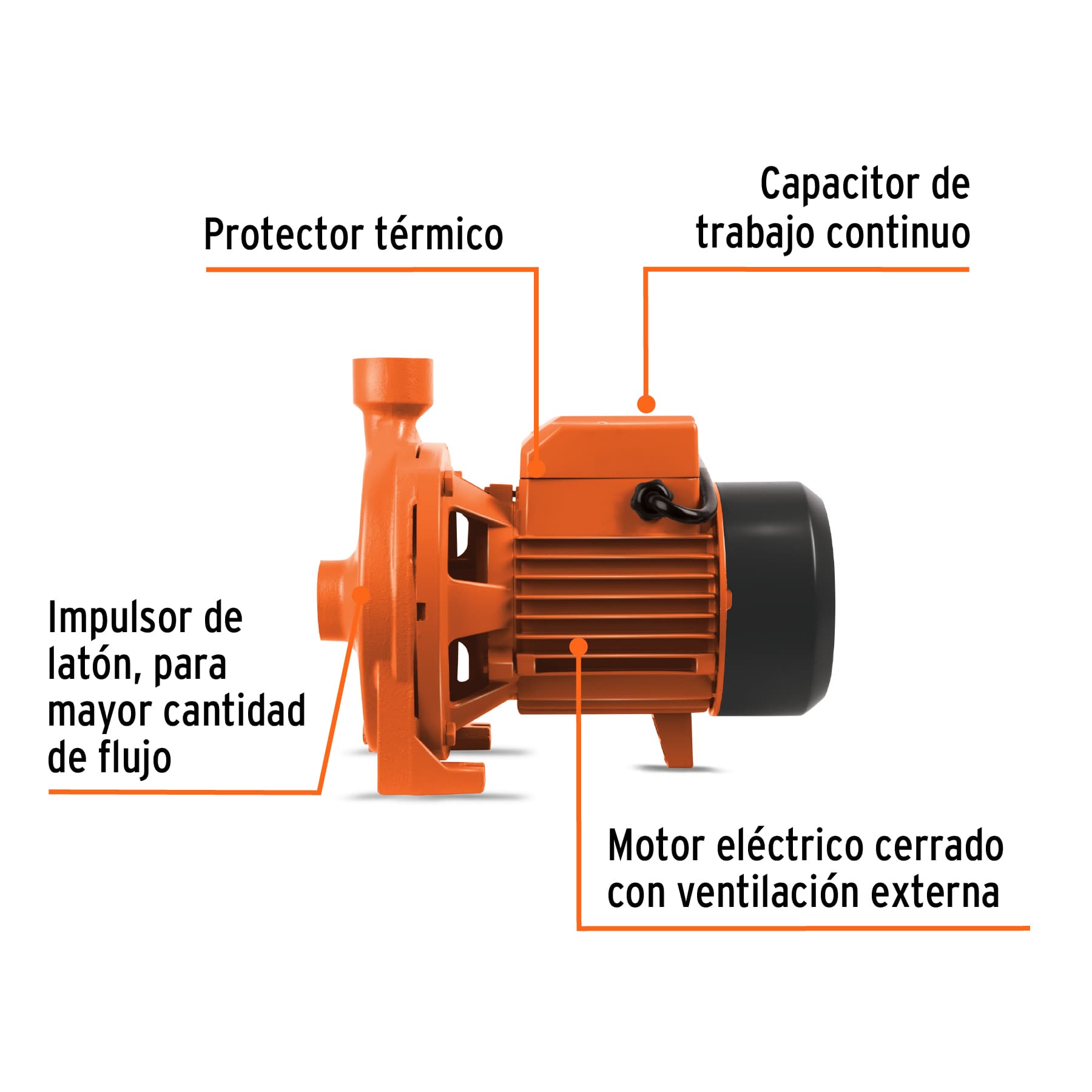 Bomba centrífuga Truper para agua modelo europeo 1 HP 10074 naranja