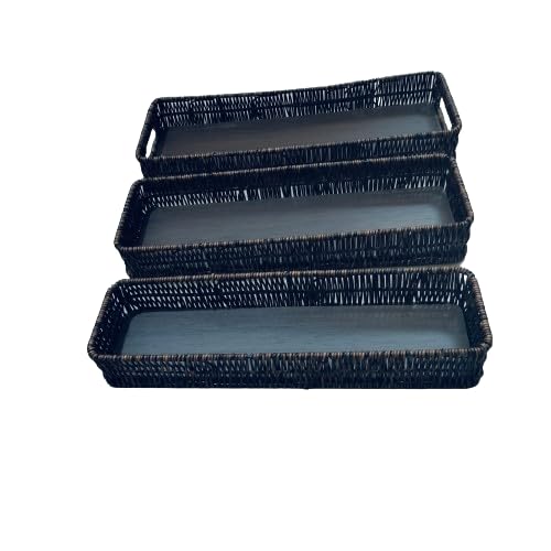 Canasta organizadora para baño Set de 3 plástico, Multiusos Rectangular. Cesto De Baño Almacenamiento .