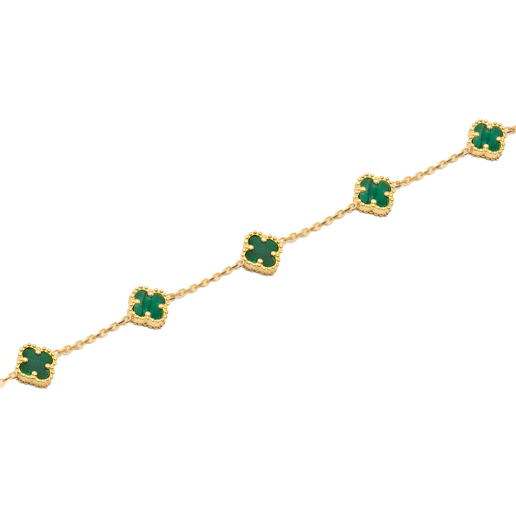 Pulsera Trébol Verde Oro Turco 10 Kilates. Oro Fino Joyería..
