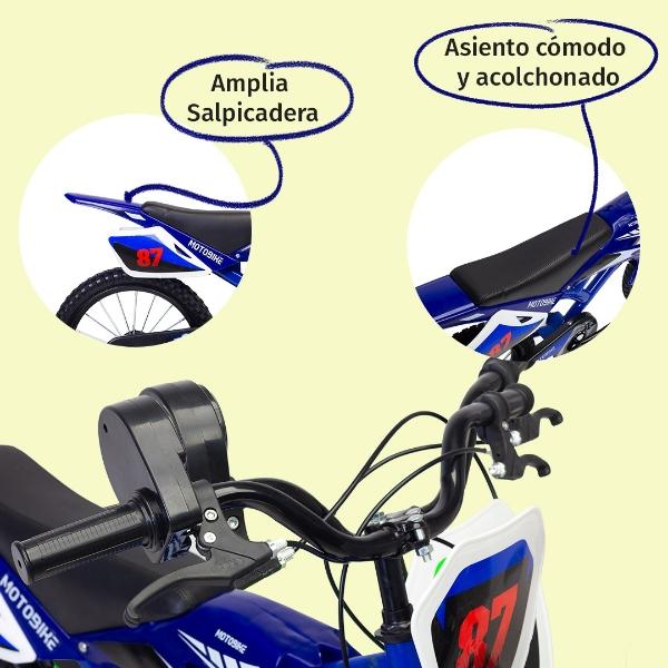 Bicicleta Entrenadora Para Niños Aeiou Moto Cross Bike R12 Azul