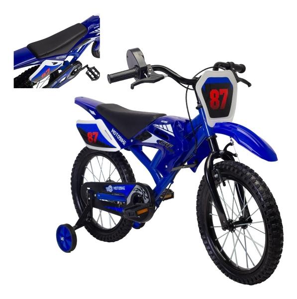 Bicicleta Entrenadora Para Niños Aeiou Moto Cross Bike R12 Azul