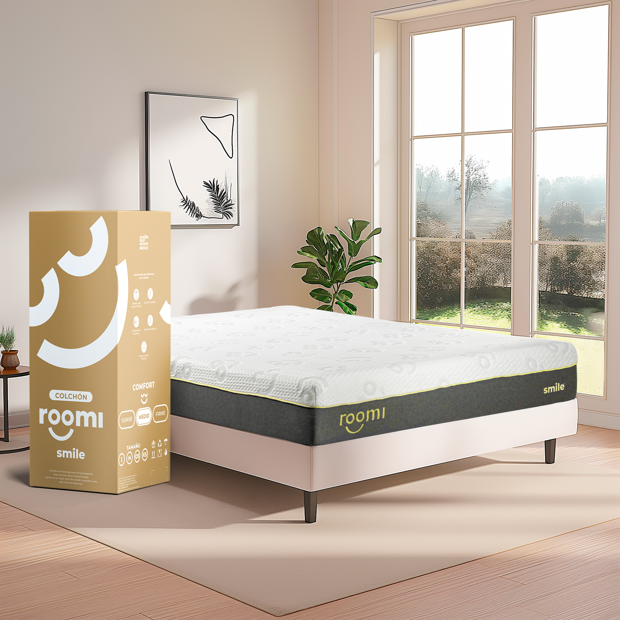 Colchón Individual en Caja Roomi Smile De Memory Foam Confort Medio.