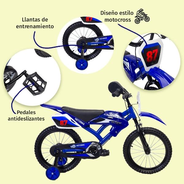 Bicicleta Entrenadora Para Niños Aeiou Moto Cross Bike R12 Azul